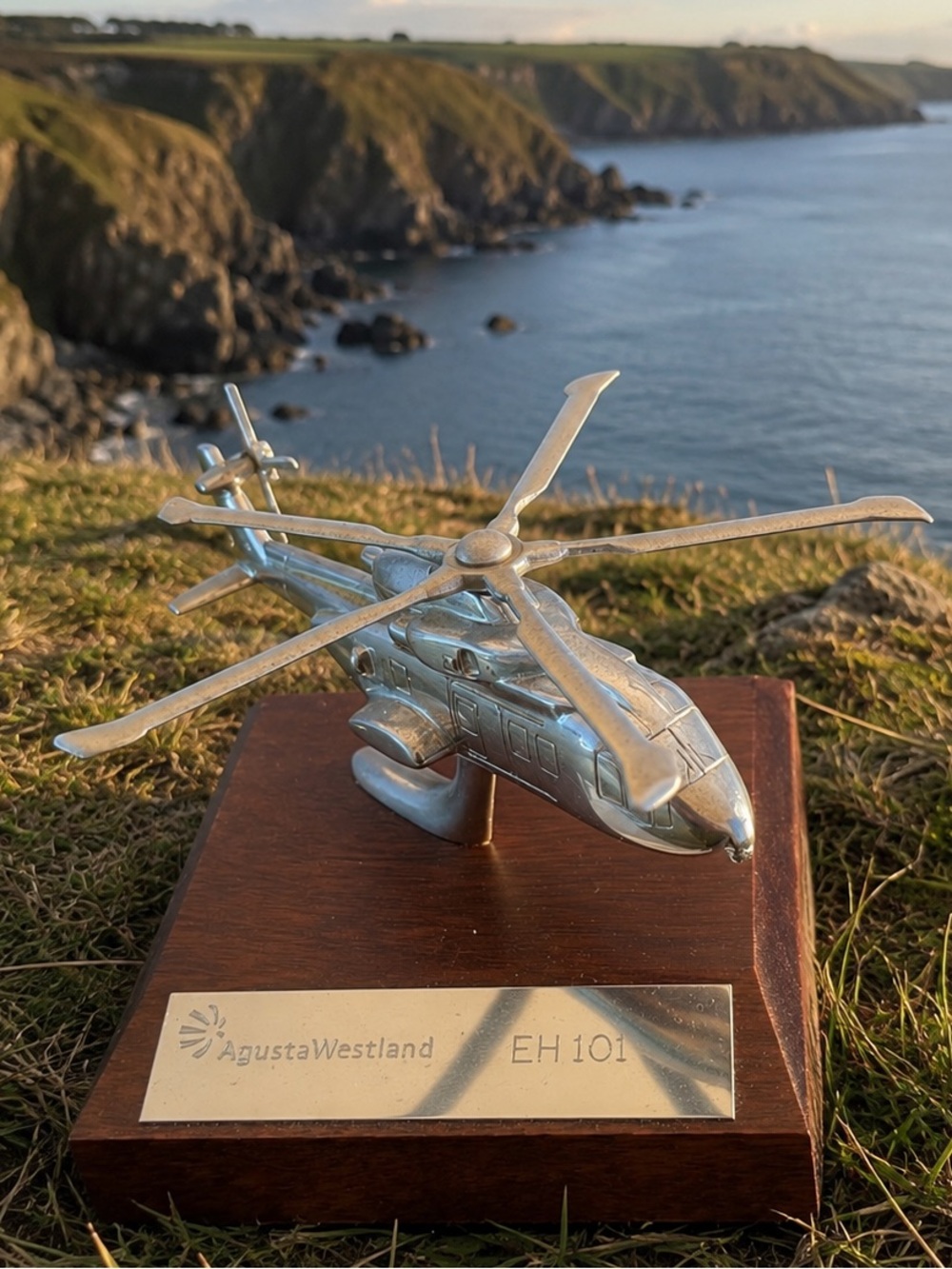 Beautiful precision pewter model of the EH101 (aka Merlin) helicopter